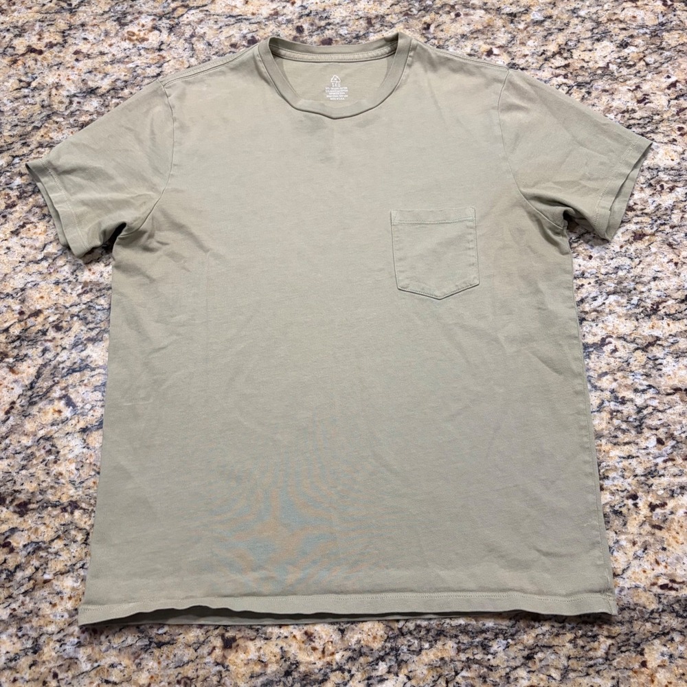 SKU Mens Organic Recycled Cotton Pocket T-Shirt Sage Green Made in USA Size M ws